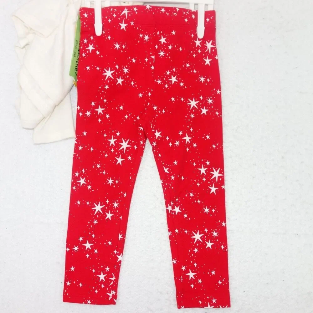 NEW Cat & Jack 2 Piece Outfit Glitter Reindeer Red Stars Chrsitmas Girls 2T - Picture 5 of 7